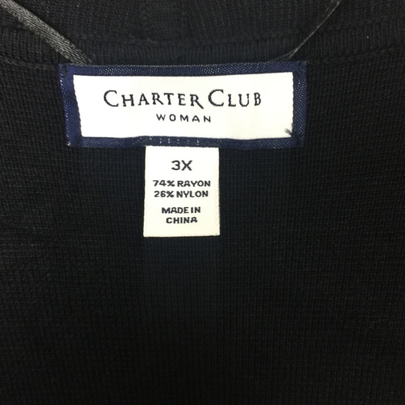 Charter Club Deep Black Open-Front Cardigan - Picture 3 of 5